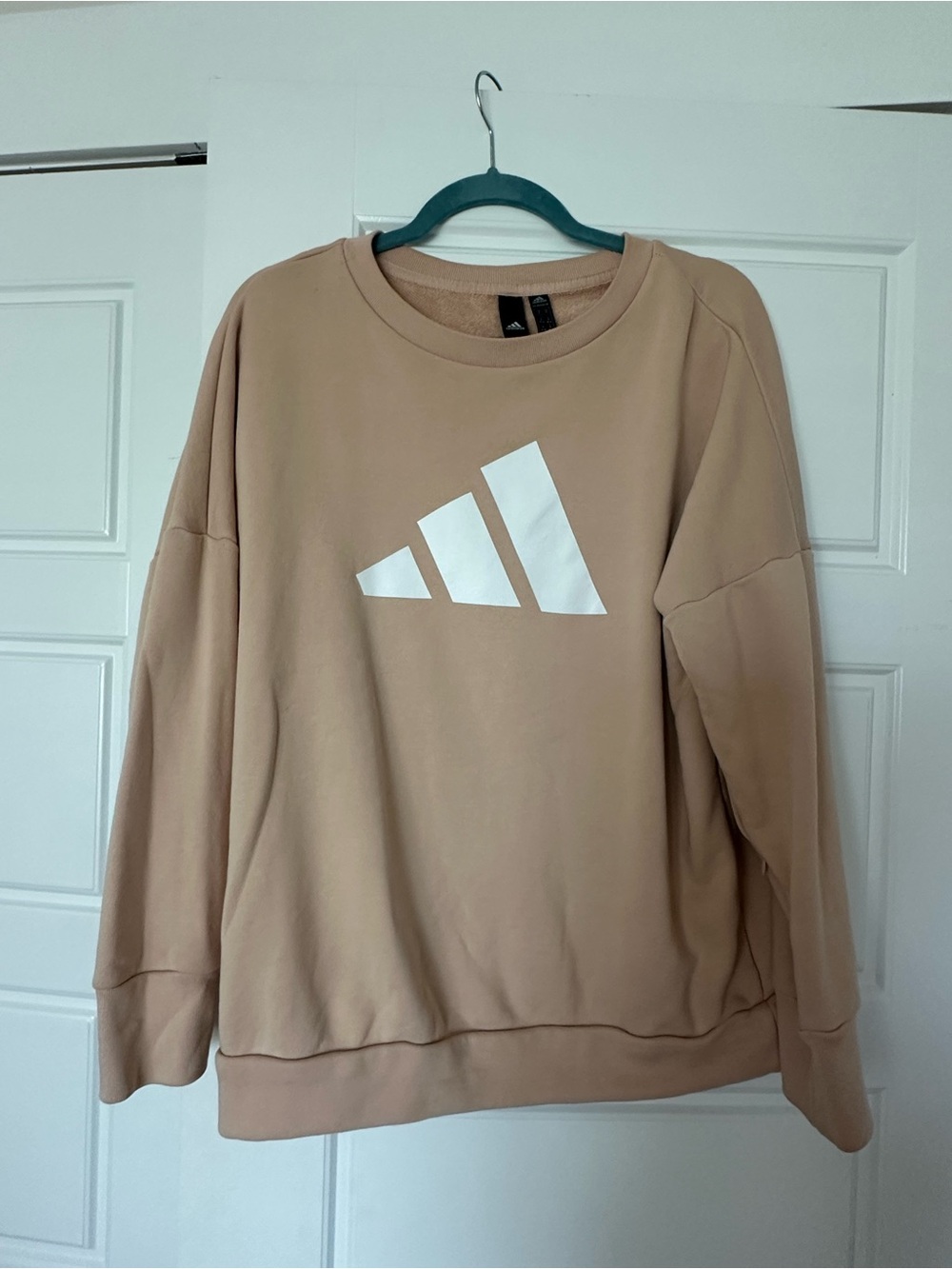 adidas Tan Crewneck Sweatshirt with zipper sleeve pocket